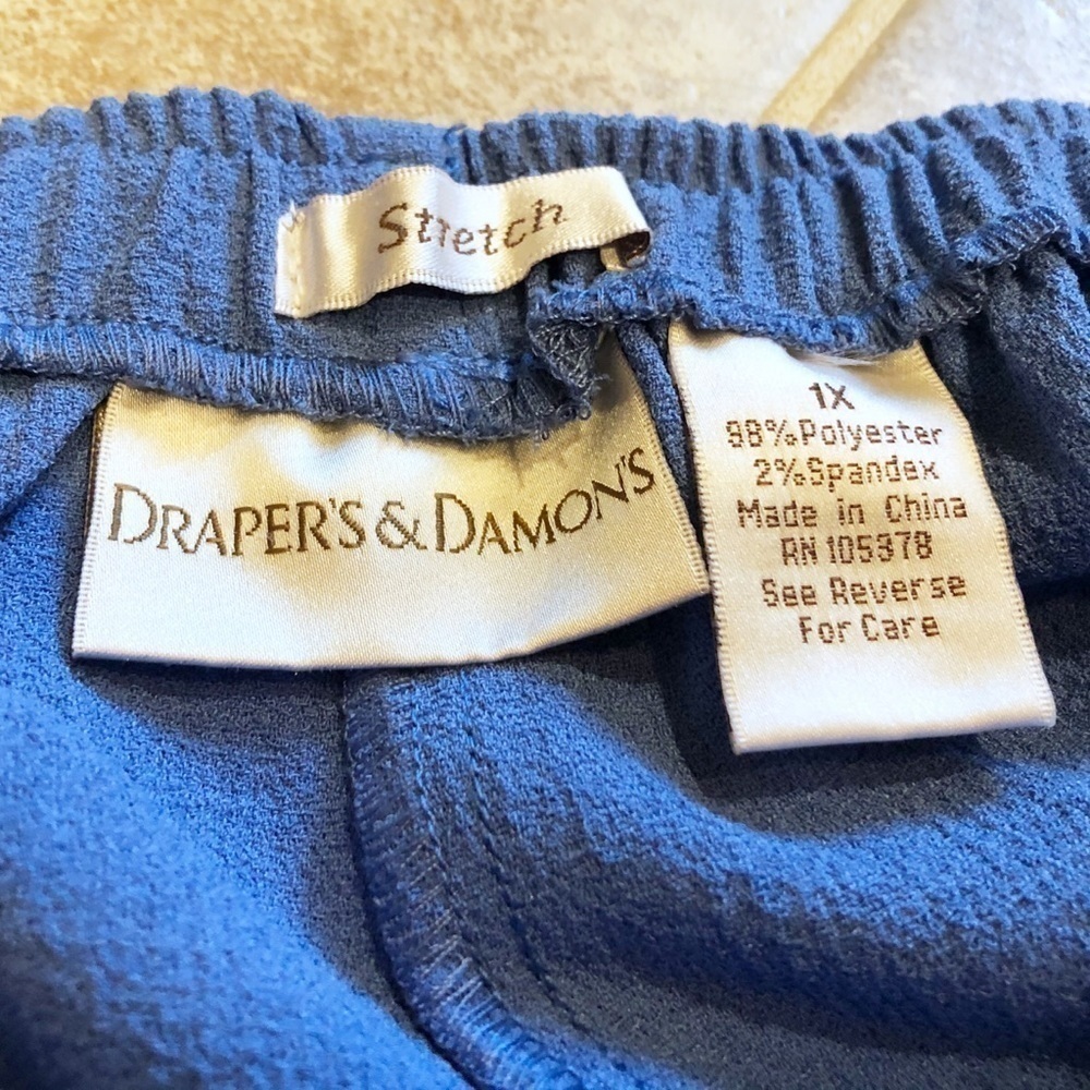 🆕 Drapers & Damons vintage straight leg high rise pull on pants blue pockets 1X - Picture 4 of 10